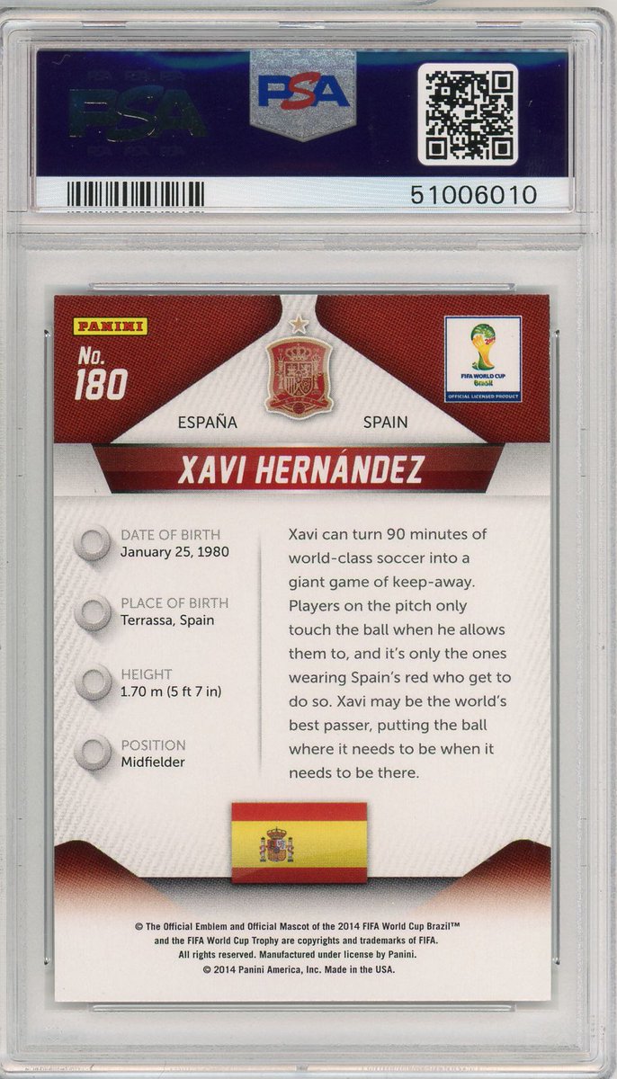 ⚡️FLASH AUCTION⚡️

2014 PANINI PRIZM WORLD CUP 180 XAVI HERNANDEZ SPAIN PSA 10

STARTING BID: $0.99 24HRS 

ebay.com/itm/3172200454…