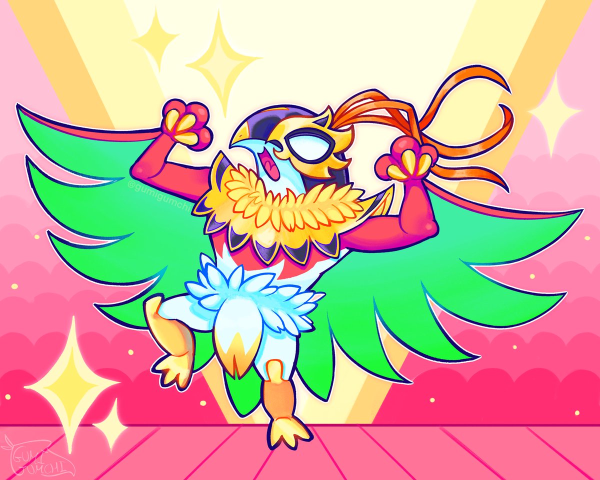 Mega Hawlucha looks so cool I had to draw it 
Such a joyfull fella :-)