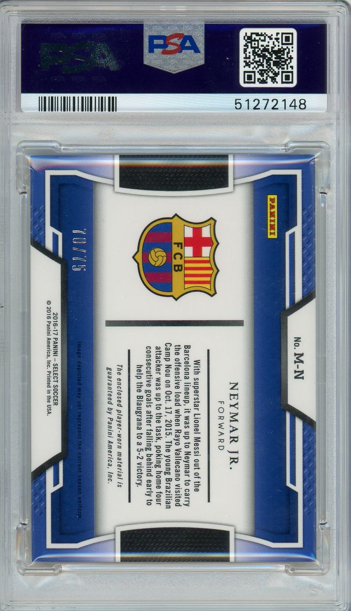 ⚡️AUCTION ALERT⚡️

2016 PANINI SELECT MEMORABILIA ORANGE NEYMAR JR BARCELONA JERSEY 70/75 PSA 9

ebay.com/itm/3172199669…