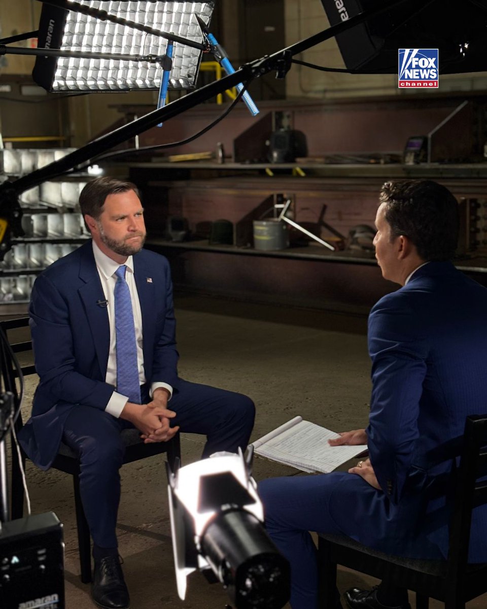 FoxNews's tweet photo. Vice President JD Vance tackles tariffs, illegal immigration and the state of politics in America in an exclusive interview with Will Cain on the @WillCainShow. https://t.co/GZ5YKF4ore