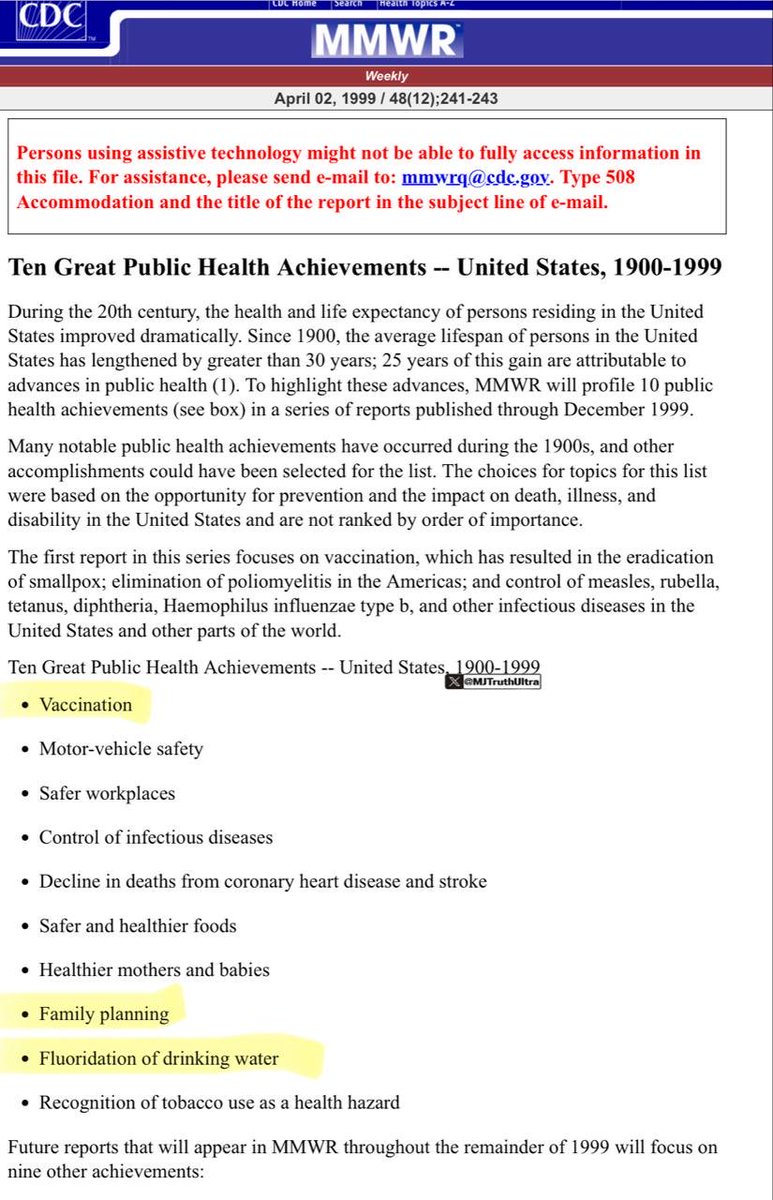 phiroc1956's tweet photo. Dang… it’s true.

The CDC lists Abortion, disguised as “Family Planning”, and Toxic Fluoride, in the top 10 Greatest Health Achievements in History

How is murdering babies and poisoning the masses considered a great health achievement? https://t.co/0TeOKWaOCV