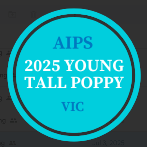 Feeling YOUNG, TALL and PROUD!
I have been named one of the #Young #Tall #Poppy #Award winners in Victoria this year (#YTP25). This is a flagship award hosted by the Australian Institute of Policy and Science (<a href="/AIPS_science/">Australian Institute of Policy & Science</a>) nationwide.
This is really special for me as the award