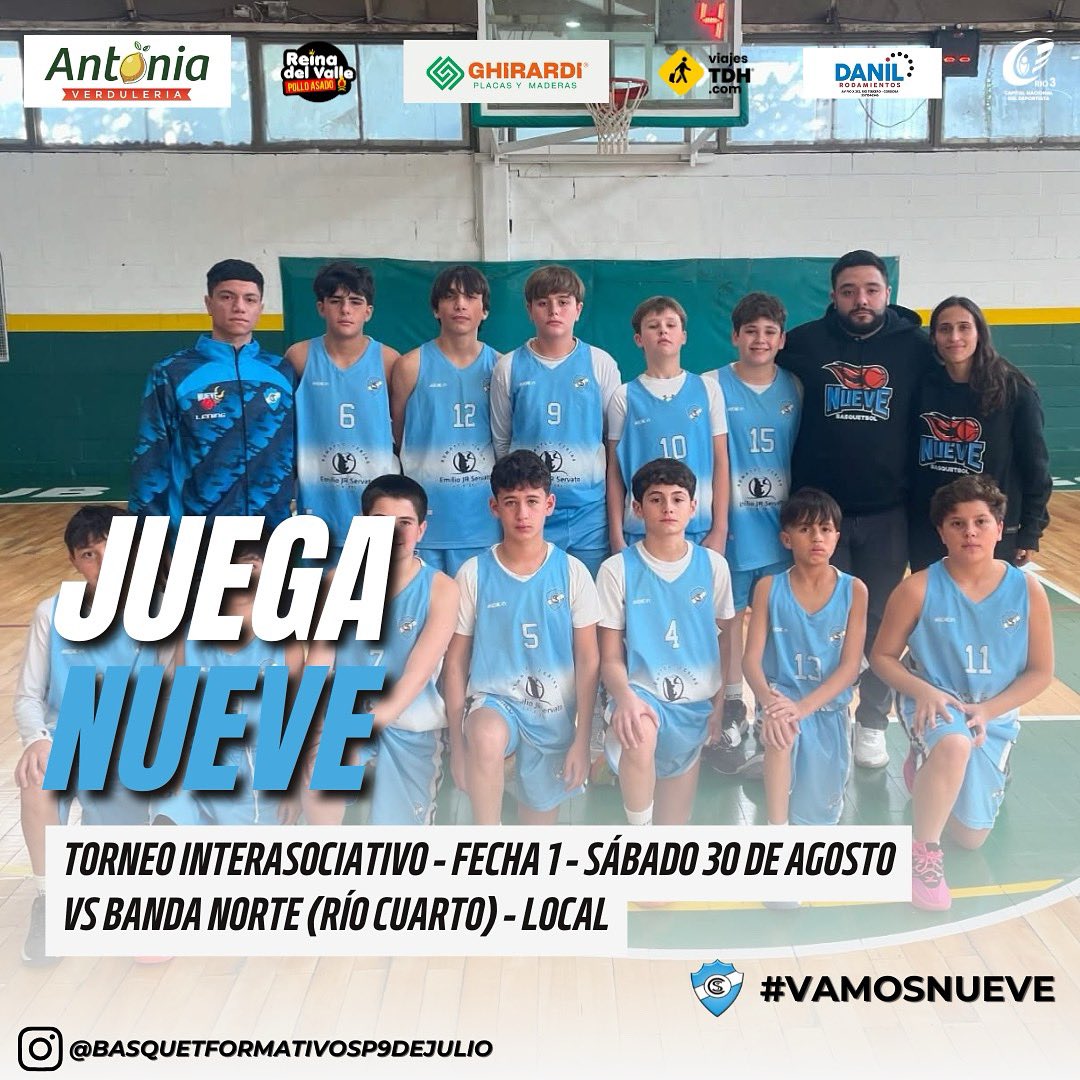 🤩 ¡El Interasociativo comienza este sábado en casa!

🆚 Banda Norte (Río Cuarto) - Local

⌚ Horarios: 

10.30 HS - U-13
14.00 HS - U-17
15.30 HS - U-21

#VamosNueve👊