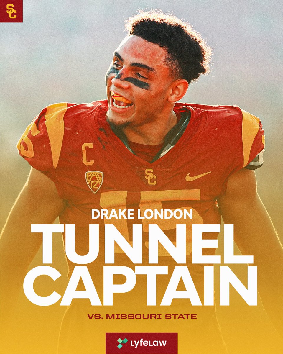 OFFICIAL: 2021 Pac-12 Offensive Player of the Year <a href="/DrakeLondon_/">Dråkë</a> will lead <a href="/uscfb/">USC Football ✌️</a> out of the tunnel at this weekend's season opener!

#FightOn | @Lyfe_Law
