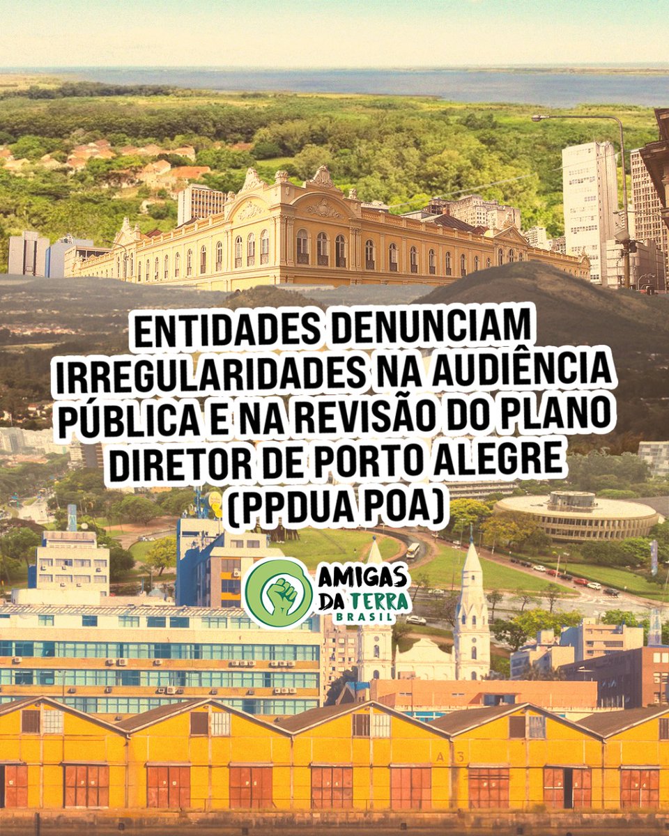 Entidades denunciam irregularidades na audiência pública e na revisão do Plano Diretor de Porto Alegre (PPDUA POA). Leia em amigasdaterrabrasil.org.br/?p=11076