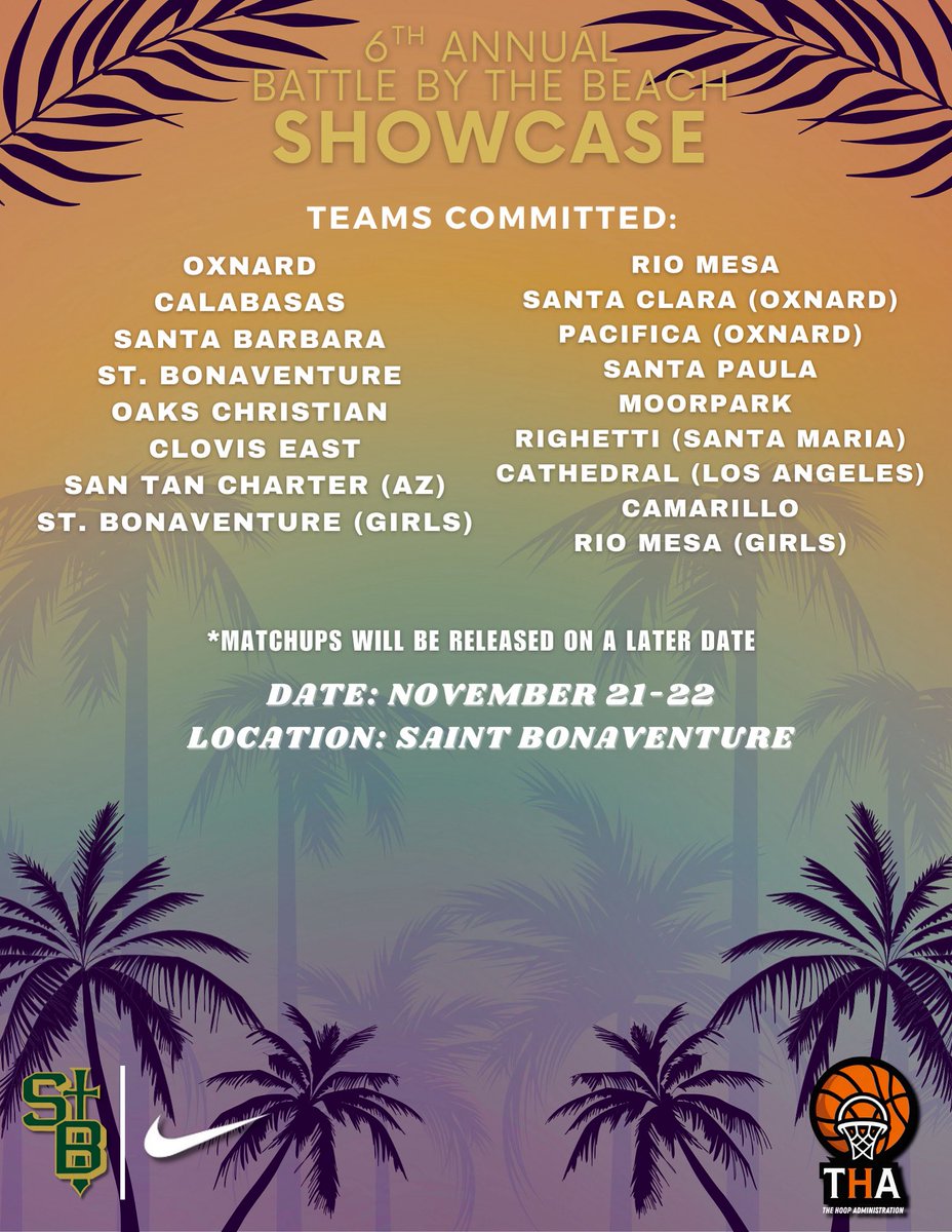 6th Annual Battle by the Beach. 🏝️ 

Mark your calendars 📆 
Ventura, CA 📍

November 21-22
