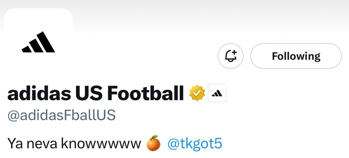 rockytopnow's tweet photo. Adidas current bio @adidasFballUS 🤝 https://t.co/i6q6tb3tbr