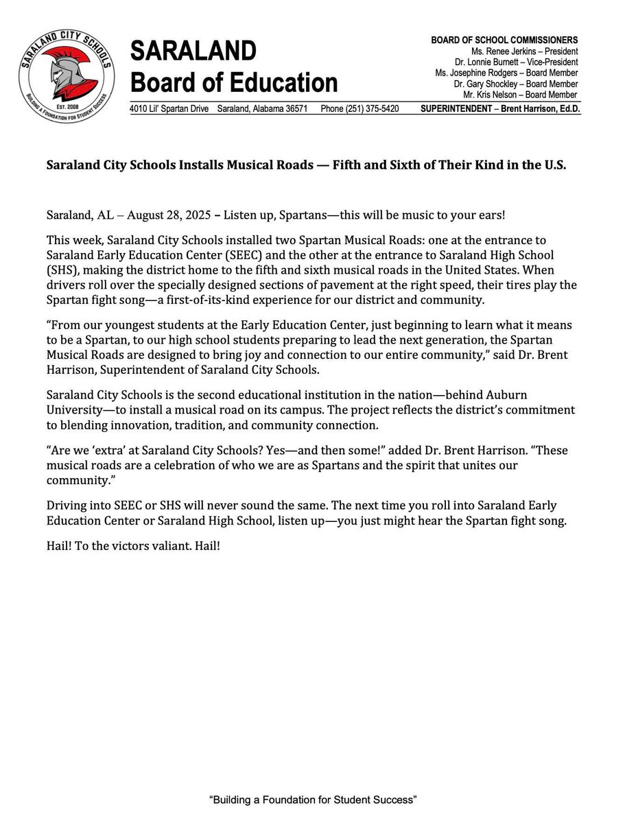Listen up, Spartans 🎶
Our fight song just hit the road—literally! Experience the new Spartan Musical Roads as you roll into SEEC &amp; SHS.

Special thanks to Road Tunes Custom Musical Roads for helping us hit just the right note on this project! #ExpectMoreAchieveMore #andthensome