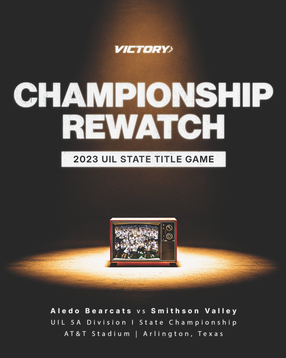 '𝐓𝐰𝐚𝐬 𝐭𝐡𝐞 𝐧𝐢𝐠𝐡𝐭 𝐛𝐞𝐟𝐨𝐫𝐞 𝐅𝐫𝐢𝐝𝐚𝐲 𝐍𝐢𝐠𝐡𝐭 𝐋𝐢𝐠𝐡𝐭𝐬⚡️

<a href="/AledoHFC/">AledoFootball</a>'s 2023 5A Division I state championship is now streaming on Victory+. 

Get ready for tomorrow night's game by watching their dominant performance over Smithson Valley »