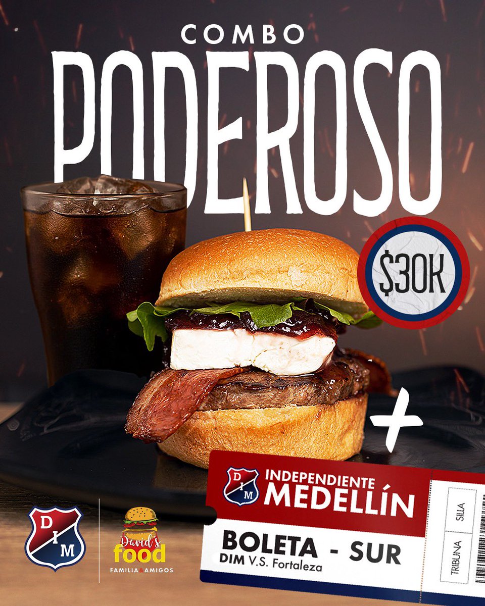 DavidsFood__'s tweet image. Lo perdimos todo en un 🔥pero no estamos solos.
El DIM nos regaló boletas para crear el Combo Poderoso 🙏
Manhattan+Gaseosa + Boleta Sur DIM vs Fortaleza
Cada combo que compres disfrutas el sabor que nos caracteriza, también vas al estadio a ver al Poderoso y nos ayudas ❤️