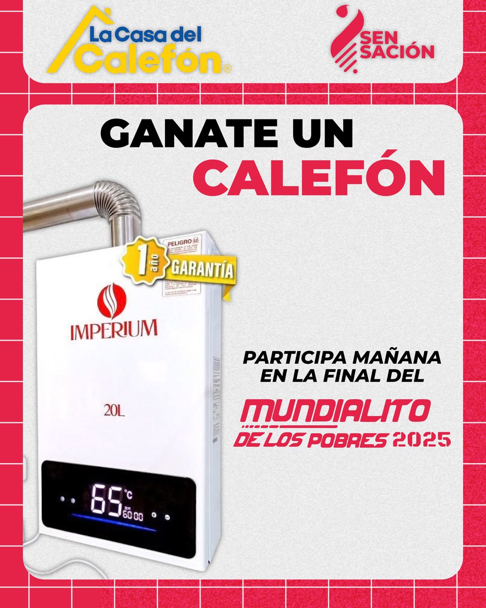 Radio1065FM's tweet photo. 🚨 ¡ATENCIÓN! Mañana en la gran final del Mundialito de los Pobres ⚽️🇪🇨 te podrás ganar este calefón gracias a La Casa del Calefón. 

👉 Escucha mañana la transmisión desde las 19h30 y participa 

📻106.5FM
📹FBLive: https://t.co/Uew5iGfier
🌏https://t.co/YQMv4muX75 https://t.co/lQjIN1QySN