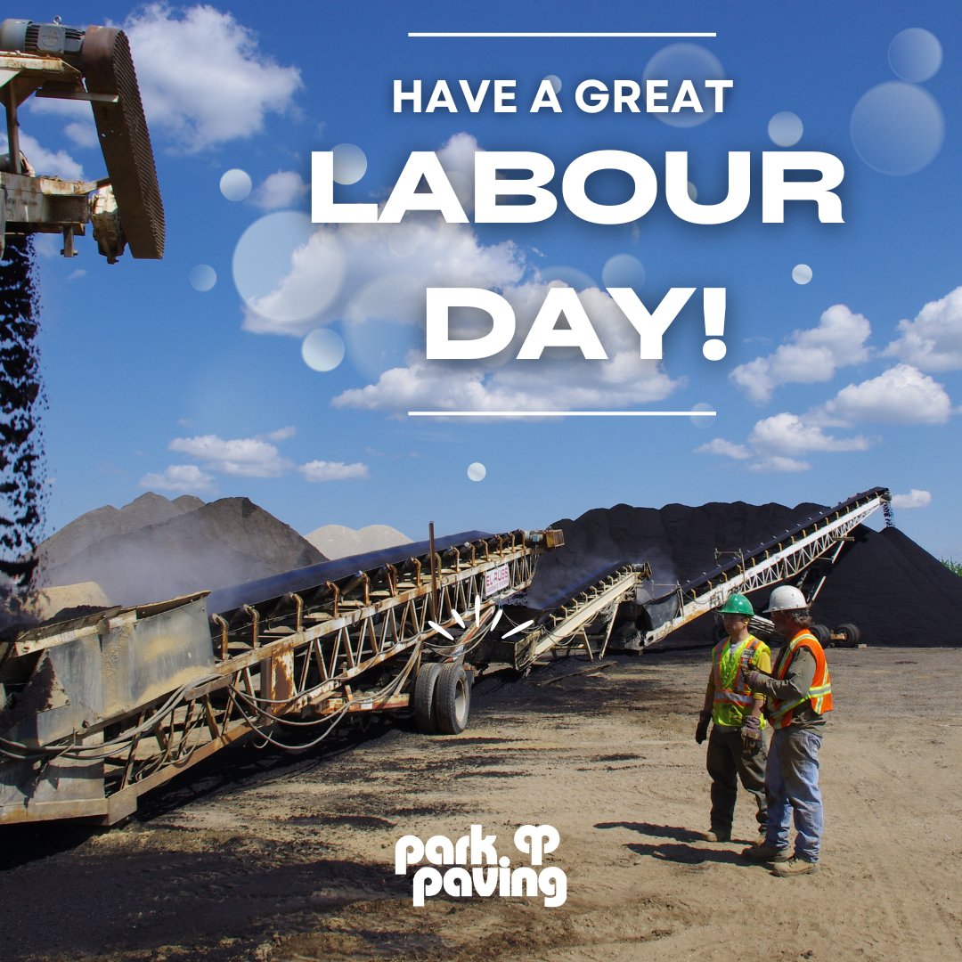 ParkPaving's tweet photo. We hope you have a safe and fun day with your loved ones!
#yeg #yegbusiness #yegconstruction #yeglocal #yegcommunity #alberta #canadianbusiness #edmonton #yegbuilders #construction #labourday https://t.co/PMp5qlJDW5