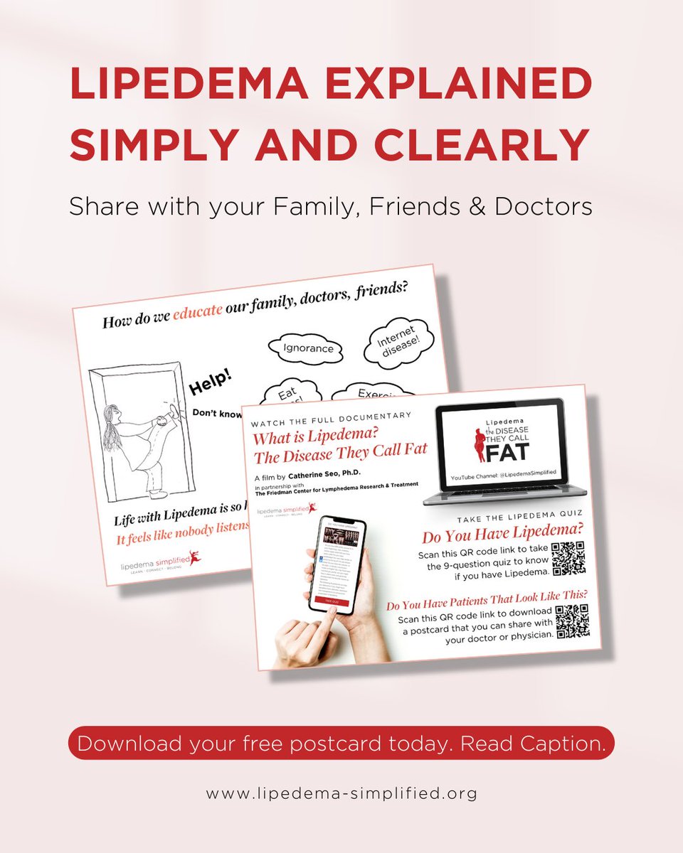 Explaining lipedema is tough—but you don’t have to do it alone. Download our free postcard to share with family, friends &amp; doctors: learn.lipedema-simplified.org

#lipedema #lipedemaawareness