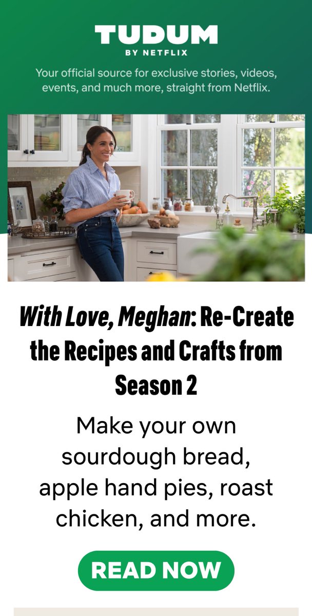 One of the reasons I don’t mind paying #Netflix almost $30 a month, they emailed subscribers a link to With Love, Meghan recipes!!!

I will start making some of the dishes soon! 

Thank you Netflix! Thank you Meghan Sussex and all the guests who cooked w/ you! 
#WithLoveMeghanS2