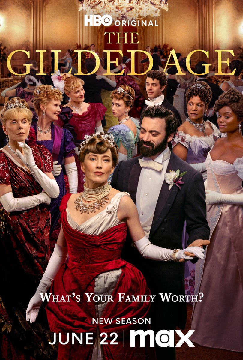 시대 의상을 입은 출연진이 등장하는 HBO의 The Gilded Age 시리즈 포스터