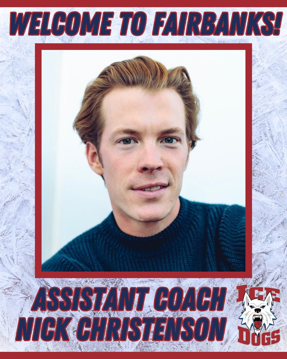 fbx_IceDogs's tweet photo. The Fairbanks Ice Dogs are proud to welcome the newest addition to our staff, Assistant Coach Nick Christenson! Welcome to the team, Nick!
Read our full statement here: https://t.co/yjoPL4l6g1
#IceDogsHockey #GoDogs #FairbanksIceDogs #GoIceDogs #NAHL https://t.co/IfHu2YHPAs