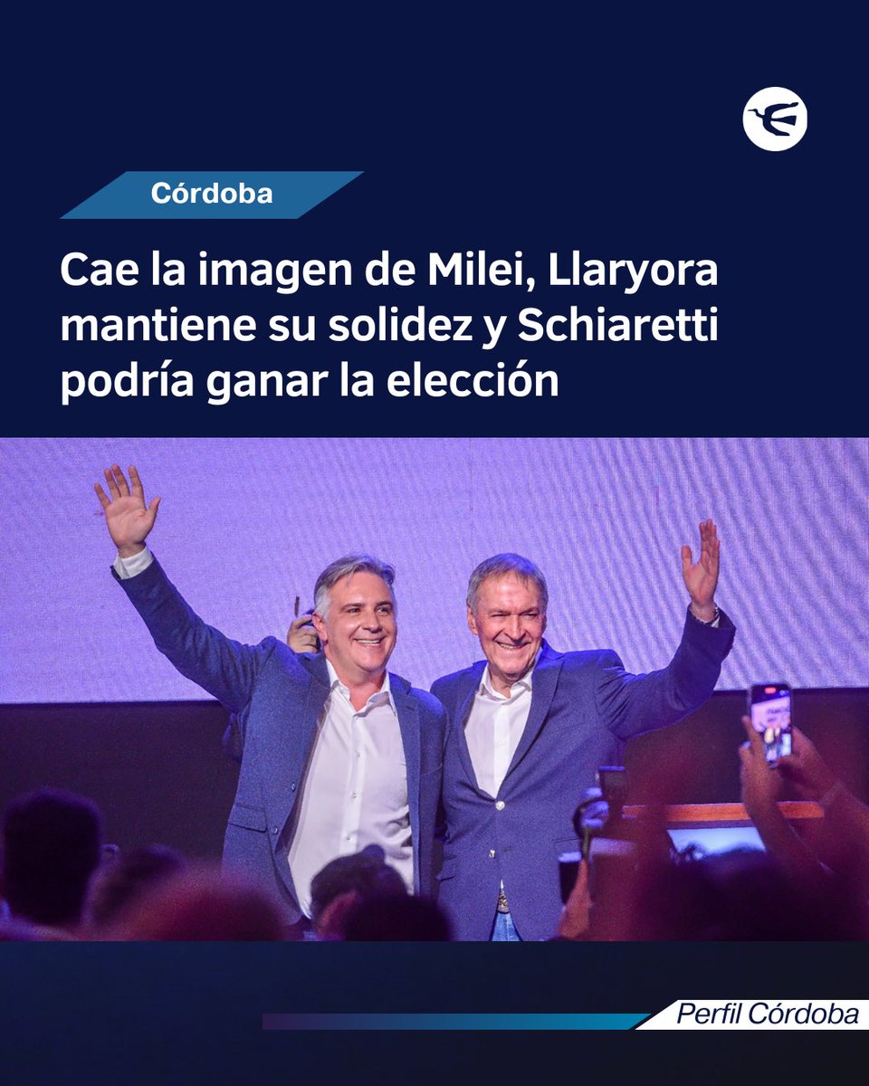 🔴 Según una encuesta, cae la imagen de Milei, Llaryora mantiene su solidez y Schiaretti podría ganar la elección 

• Un estudio de la consultora Pulso Social reveló que la imagen positiva del presidente Javier Milei cayó al 51%, mientras que la negativa subió al 44%. En