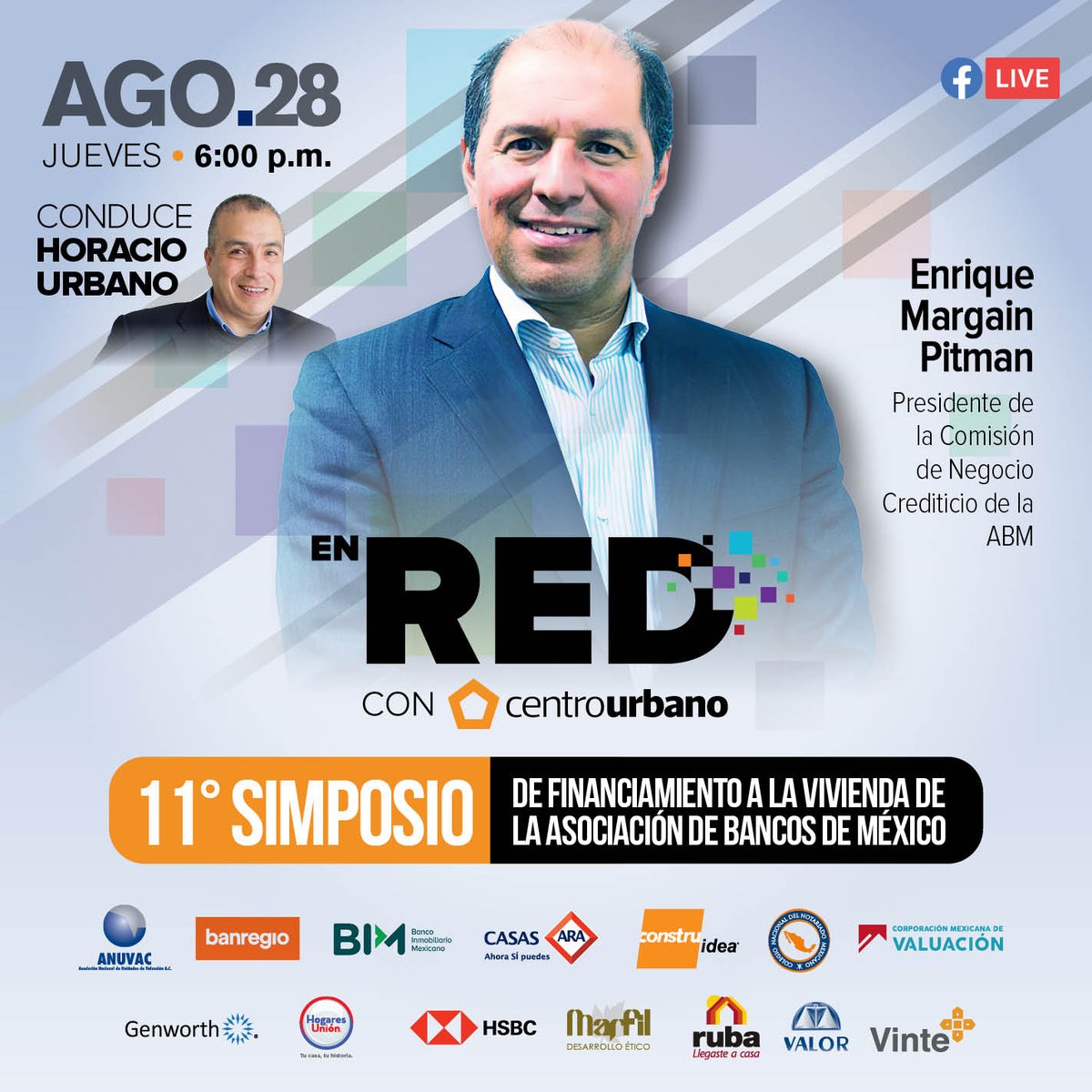 ¡Ya viene el 11° Simposio de Financiamiento a la Vivienda de la <a href="/AsocBancosMx/">Asociación de Bancos de México</a>!

Para platicar todos los detalles del evento, hoy, en #EnRedConCentroUrbano, nos acompañará Enrique Margain Pitman, presidente de la Comisión de Negocio Crediticio

¡Estamos por comenzar!
📹 Sigue la