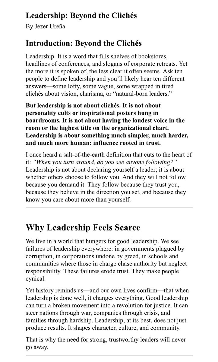 pastorjezer's tweet image. I just finished a manuscript on leadership- Leadership: Beyond the Clichés. Here’s the first two pages. Now the journey of publishing begins… Looking for interested readers. @ALL_in_Aldine @AldineISD @MacArthur_AISD