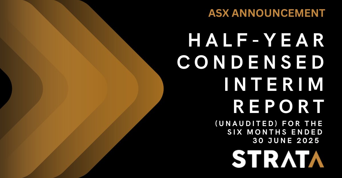 strataplc's tweet image. Half-year Condensed Interim Report (unaudited)
for the six months ended 30 June 2025.
View the full $SRT report here: wcsecure.weblink.com.au/pdf/SRT/029863…
#ASX #ASXNews