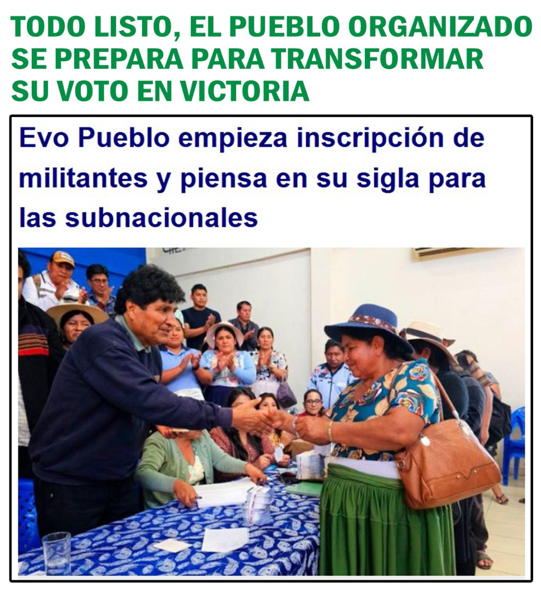 Evo Pueblo empieza inscripción de militantes. #VotoNulo #EvoPueblo #EvoMorales #LuisArceTraidor