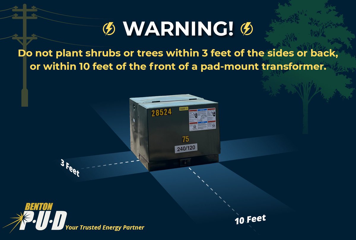 BentonPUD's tweet image. 🌳 Planting this fall? The right tree in the right place protects health &amp;amp; safety.

Learn about our tree program, pruning tips &amp;amp; safe planting: bentonpud.org/tree-vegetatio…

📞 Need more help? Call our Utility Tree Coordinator (509) 585-5399.

#RightTreeRightPlace #ElectricalSafety