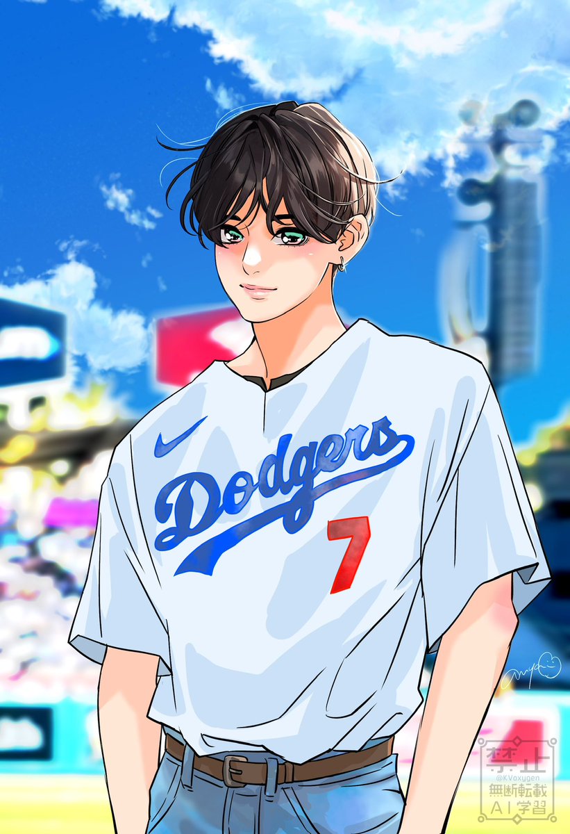 Anya_oxygen's tweet image. #BTSV   #KimTaehyung ⚾️✨
 #DodgersV