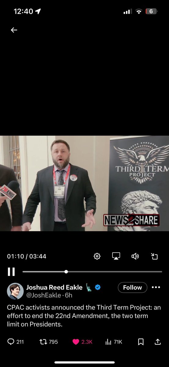 TheBirdsFault's tweet photo. To say that the #Trump2028 campaign is just a troll is to miss the larger point that this was always on the agenda.
#ThirdTermProject #CPAC https://t.co/qZW5HBdUfM