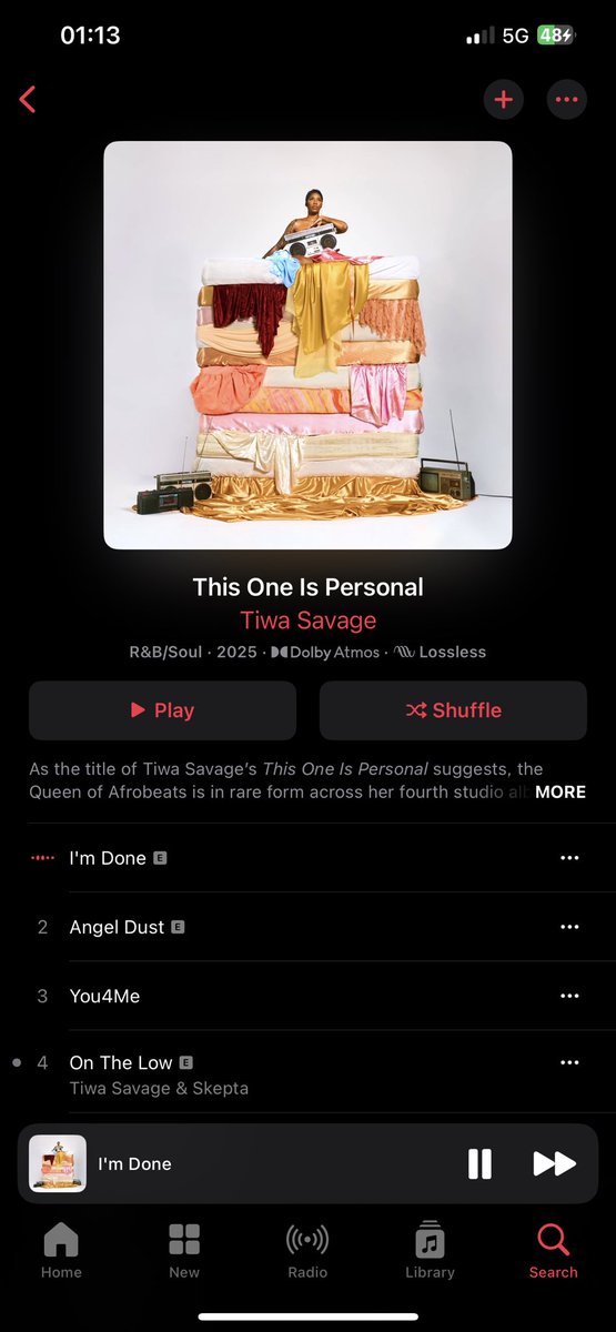 heiswilliams's tweet photo. #Amdone is my favorite 🥺🥺 3rd time already, @TiwaSavage remix with @LewisCapaldi won’t be bad🤲🤲 #ThisOneIsPersonal https://t.co/IjXOoF3kMu