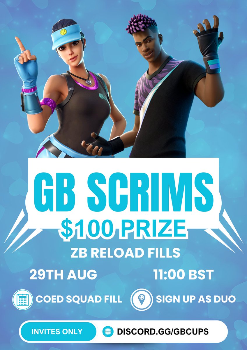 GirlyBella (@igirlybella) on Twitter photo Practice makes perfect!☝️🤓
🏆$100 GB SCRIMS🏆
📅 Aug 29th
🎮 ZB Reload
📝 Sign up as Coed Duo
📌Follow <a href="/iGirlyBella/">GirlyBella</a>
♻️Like & Retweet
💬Reply Tagging your Duo. Practice makes perfect!☝️🤓
🏆$100 GB SCRIMS🏆
📅 Aug 29th
🎮 ZB Reload
📝 Sign up as Coed Duo
📌Follow <a href="/iGirlyBella/">GirlyBella</a>
♻️Like & Retweet
💬Reply Tagging your Duo.