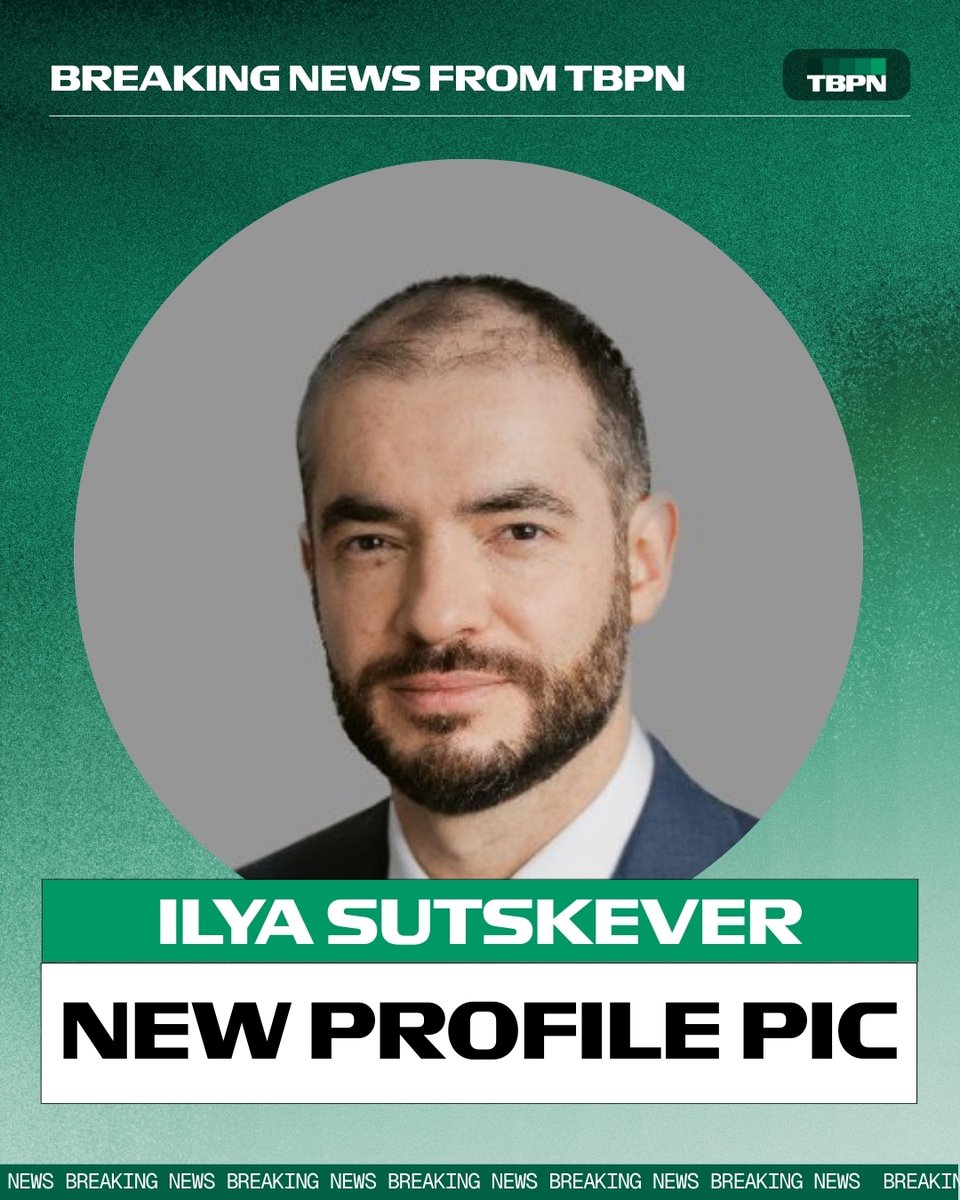 tbpn's tweet image. BREAKING: @ilyasut has updated his profile picture.