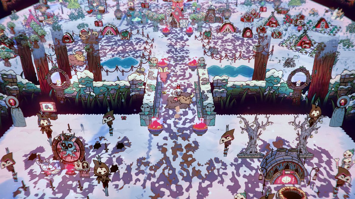 cultofthelamb's tweet image. Trailer Breakdown!  Survive the Winter ❄️

Endure harsh blizzards and freezing temperatures that threaten your Cult’s survival. New structures will help to keep your Cult warm, and protect your Followers from frostbite and famine.

Ranching will allow you to care for and breed…