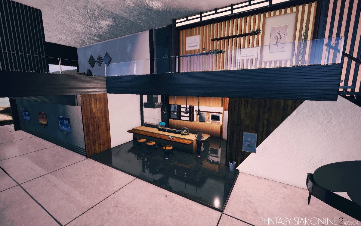 PSO2_himek's tweet photo. 志澄さんの隠居CSへ訪問してきました
門の前からすでに遠くに見える豪邸のワクワク感増すような景色。
玄関へと続く道も綺麗で入った先にもプロが作り上げたようなオシャレな木目の装飾、お部屋も和洋折衷の居間やキッチンやリビングなど飽きさせない内装で素晴らしかったです。
個人的はこういうデザインを作るのは苦手なのでとても勉強になります🙏✨

#クリエイティブスペース