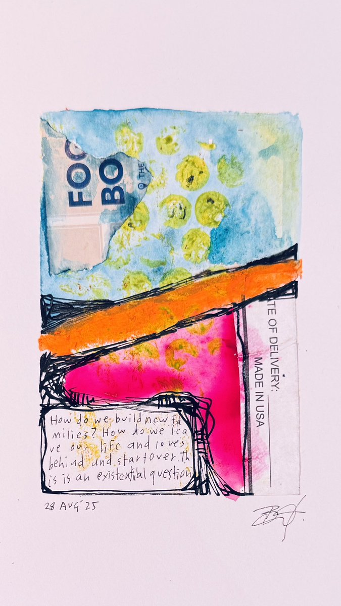 The pink and orange really sing together, don’t they?!?

#august2025 #letterstomymother #art #imagine #create #abstract #originalart #dailyart #dailypainting #painting #smallworks #artonpaper #artlovers #artwork #artdaily #fineart #contemporaryabstract #watercolor #ink