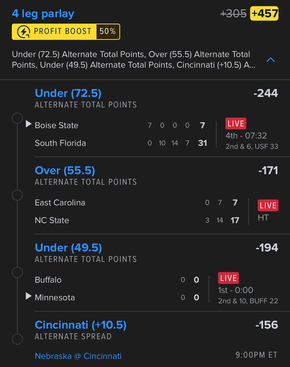 Chat, does this have a chance?🫣

Need some magic in the East Carolina vs NC State game.
