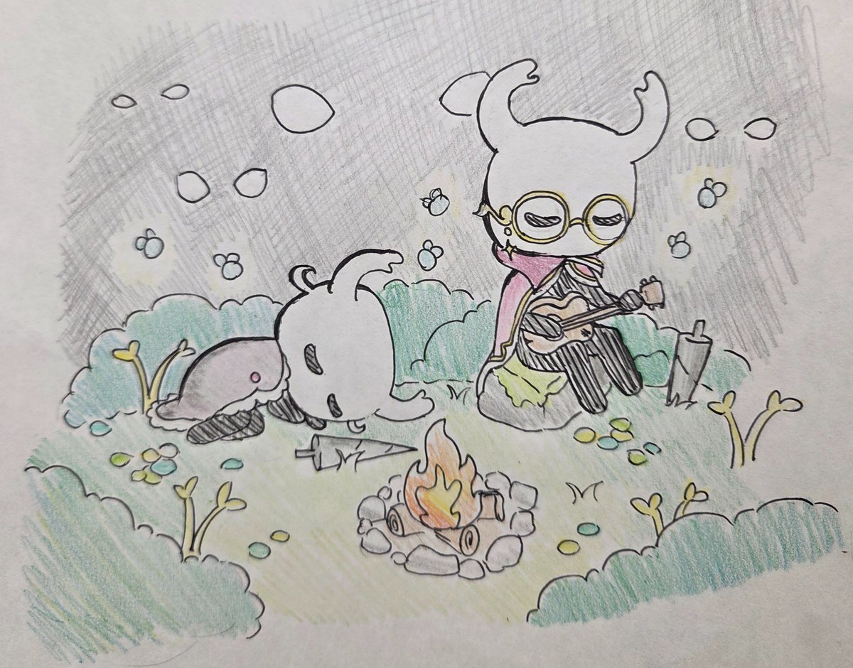 I've been really enjoying Hollow Knight lately after my bestie gifted it to me, so I did a little doodle on paper!