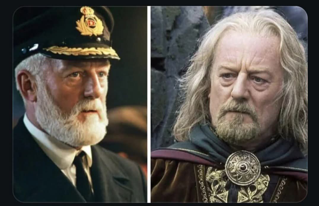 С тяжёлым сердцем сообщаю, что Теоден Роханийский покинул нас. Он же капитан из Титаника.

Rest in peace, Bernard Hill