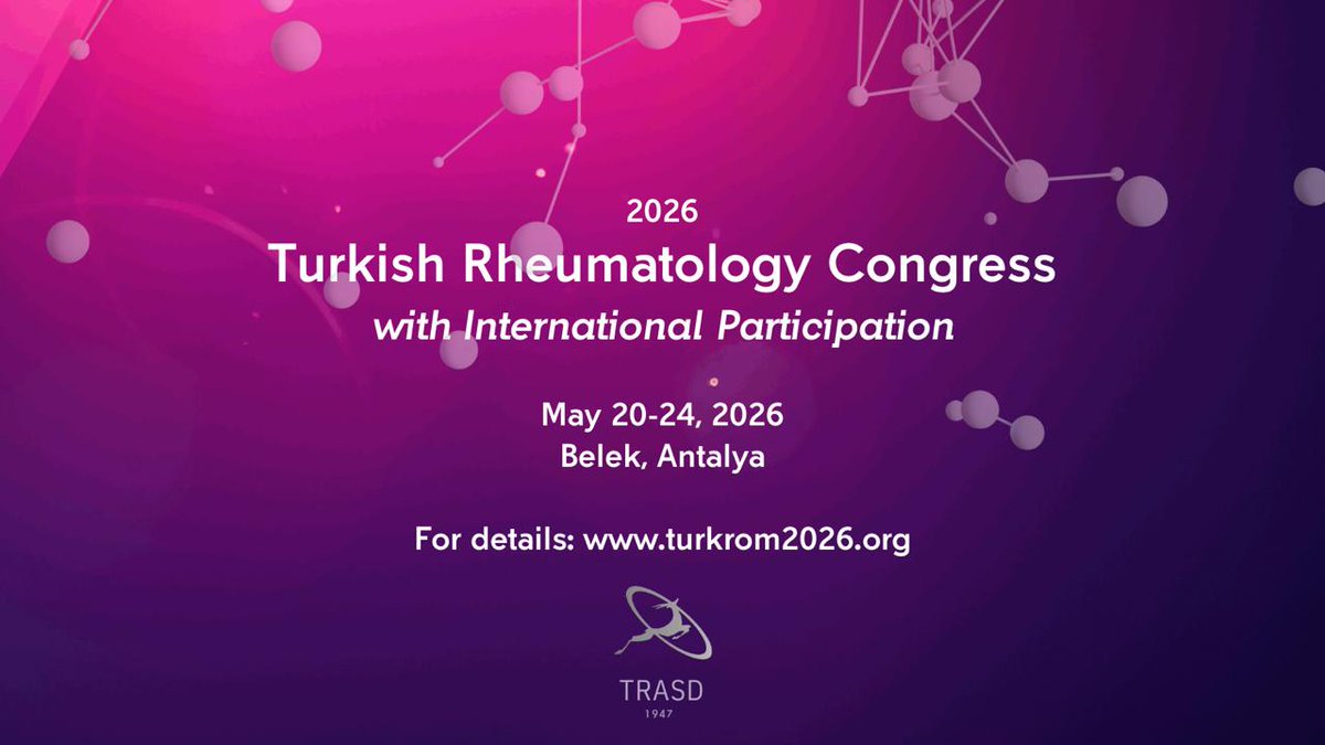 Archives of Rheumatology (@archofrheum) on Twitter photo We are delighted to announce that  the 2026 Turkish Rheumatology Congress will be held soon sharing the latest scientific advances in rheumatology.
turkrom2026.org
#TLAR2026 #RomatolojiKongresi #ArchivesOfRheumatology #Rheumatology #TLAR We are delighted to announce that  the 2026 Turkish Rheumatology Congress will be held soon sharing the latest scientific advances in rheumatology.
turkrom2026.org
#TLAR2026 #RomatolojiKongresi #ArchivesOfRheumatology #Rheumatology #TLAR