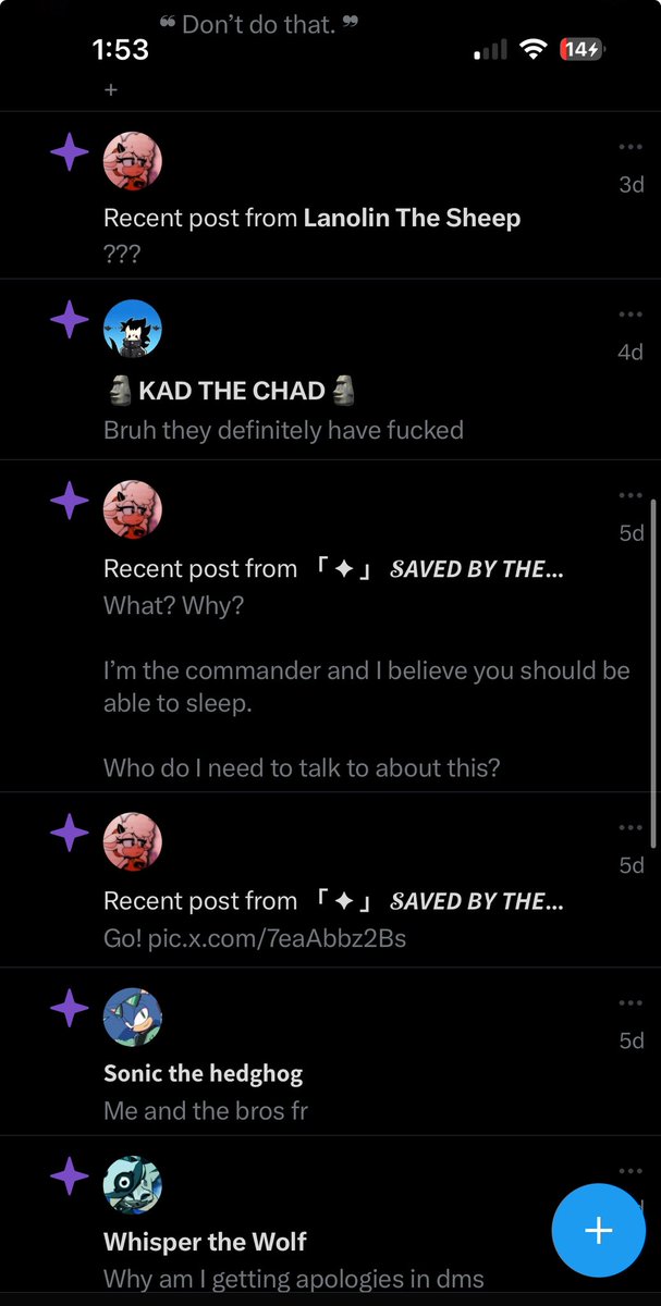 MrBackupman's tweet photo. @ABossySheep Welcome to my world.

My account has been dying on the floor for a good couple days or month, I don’t know. https://t.co/869mawX4HV
