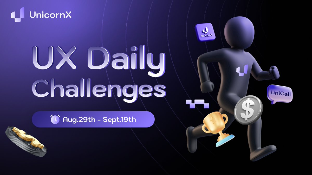 unicornxdex's tweet photo. UnicornX Daily Challenges Announcement 📢
Community building is more than just trading — it’s about creating value and conviction together.
We’re excited to introduce Daily Challenges, rewarding active community members who contribute to our growth.
📅 Aug 29 – Sept 19
Complete simple challenges such as check-ins, community chats, and trades to earn:
• X Points
• USDT Rewards
• Exclusive SBT
• Exclusive Merch & Goodies
🔗 Learn more: https://t.co/LZNVRfzA7N