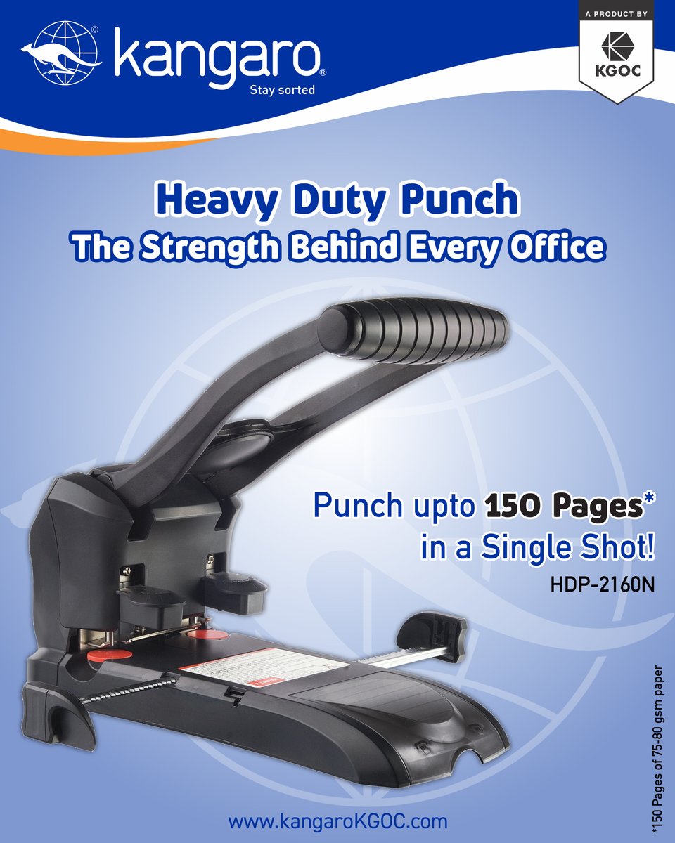 KangaroKGOC_Int's tweet image. 💪 Punch through your workload with ease!
Introducing the Kangaro Heavy Duty Punch HDP-2160N – built to handle up to 150 pages in a single shot.
Efficient. Durable. Reliable.
Perfect for professionals who mean business!

#Kangaro #StaySorted #OfficeEssentials #HeavyDutyPunch