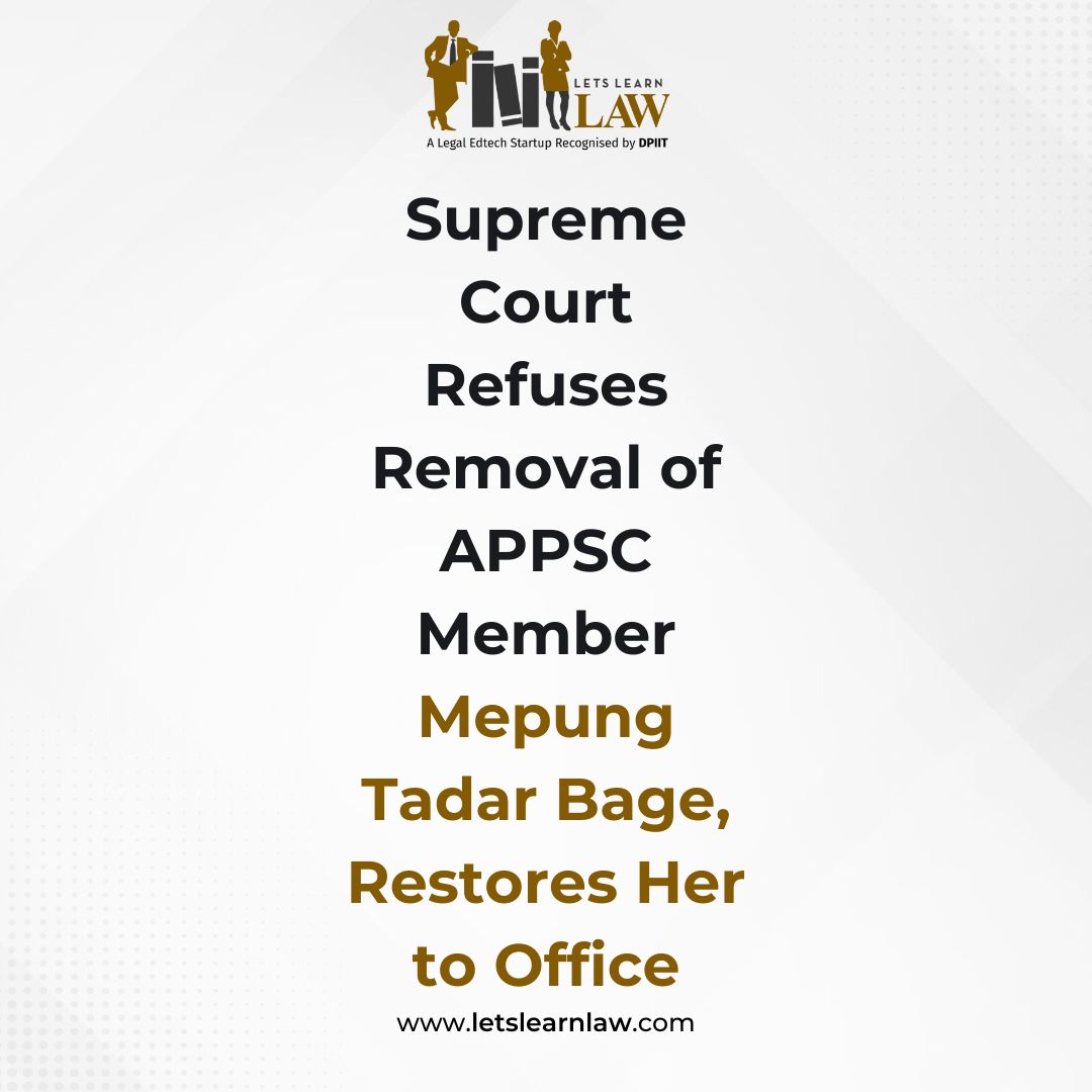 #SupremeCourt refused to remove APPSC member #MepungTadarBage under Article 317(1), ruling charges in the 2022 paper leak unproven. A Bench of Justices JK Maheshwari &amp; Aravind Kumar restored her to office, stressing misbehaviour requires individual, not institutional, culpability