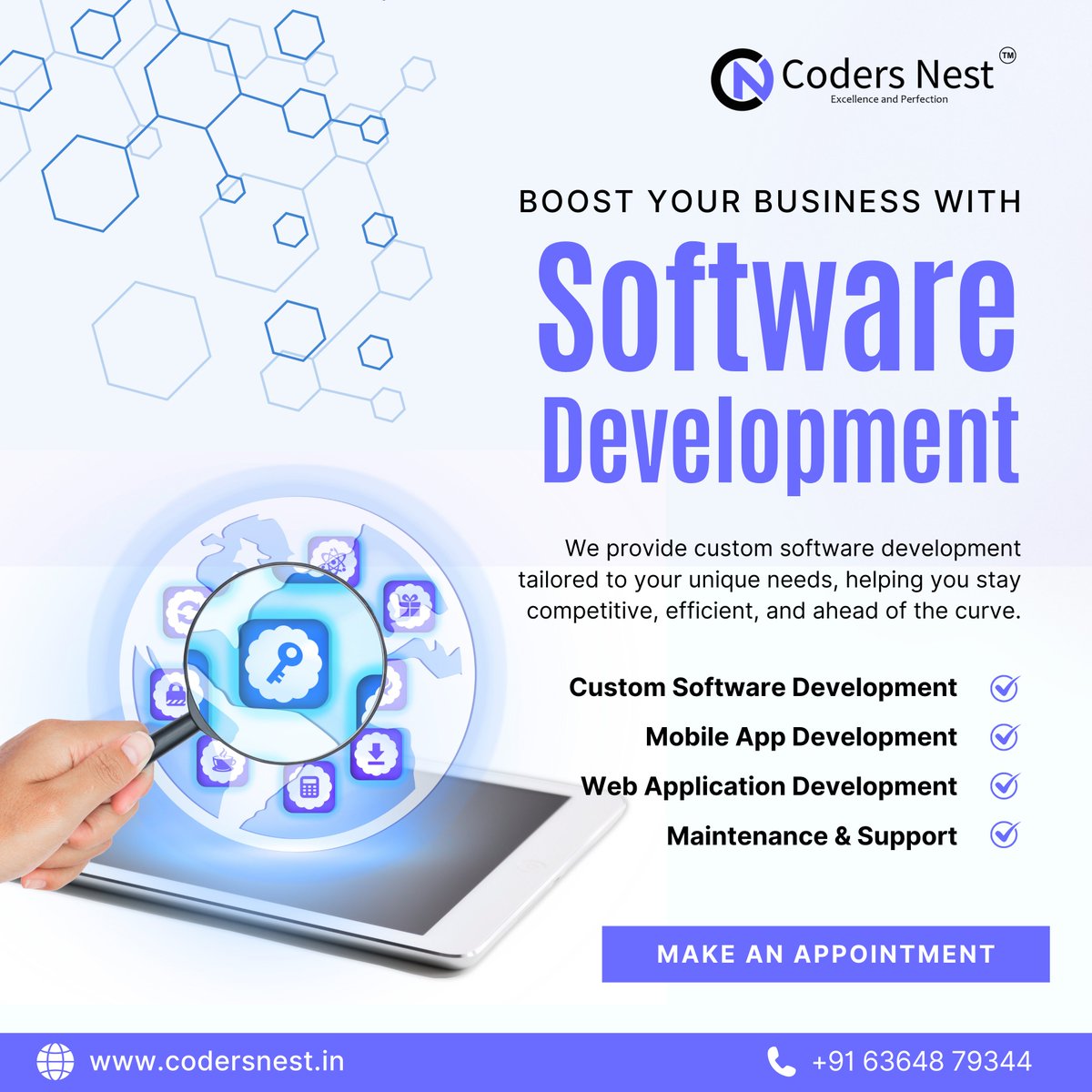 CodersNest70901's tweet image. 💻🚀 Boost your business with Coders Nest Software Development Services!
📞 Contact us: +91 63648 79344
🌐 Visit: codersnest.in
[Custom Software Development, Mobile App Development, Web Application Development]
#SoftwareDevelopment #CustomSoftware #CodersNest