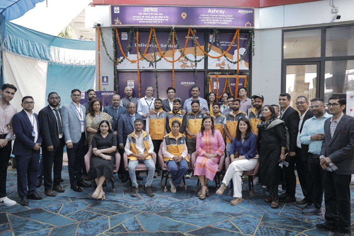 Proud to share a remarkable stride by Amazon India in enhancing the welfare of delivery partners across the country. Through a strategic collaboration with Hindustan Petroleum Corporation Limited (HPCL), we have launched 40 new rest centers bringing the total to 65 across 13