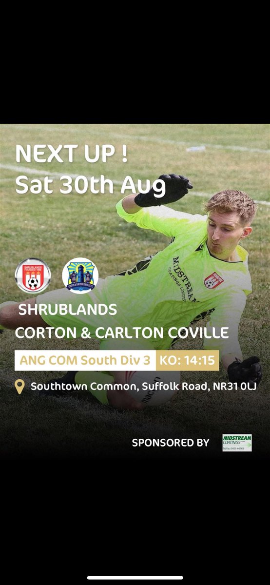 First Team are at home again, looking to build on last weeks 3 points!

We face off against Carlton Colville who have had a similar start.
Norfolk vs Suffolk!
Tea hut open as usual. ☕️ 

Then back to the wheel after. 🍻 
14.15ko