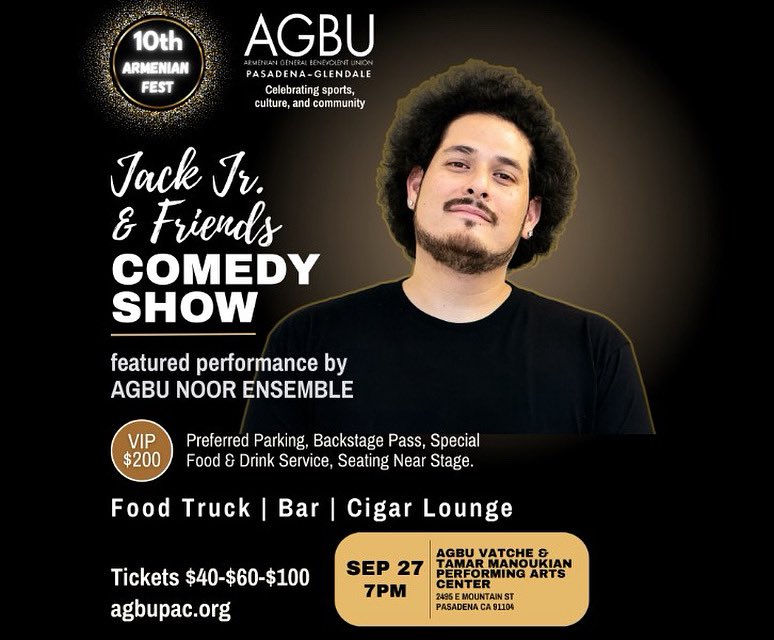🎭 Comedy Night at the 10th Armenian Fest!
Jack Jr. &amp; Friends + AGBU Noor Ensemble opening
📅 Saturday, September 27th
🎵 Armenian fusion music meets high-energy comedy
🍴 Food Truck, Bar &amp; Cigar Lounge
agbupac.ticketspice.com/armfest2025
#ComedyNight #AGBUNoorEnsemble #ArmenianComedy