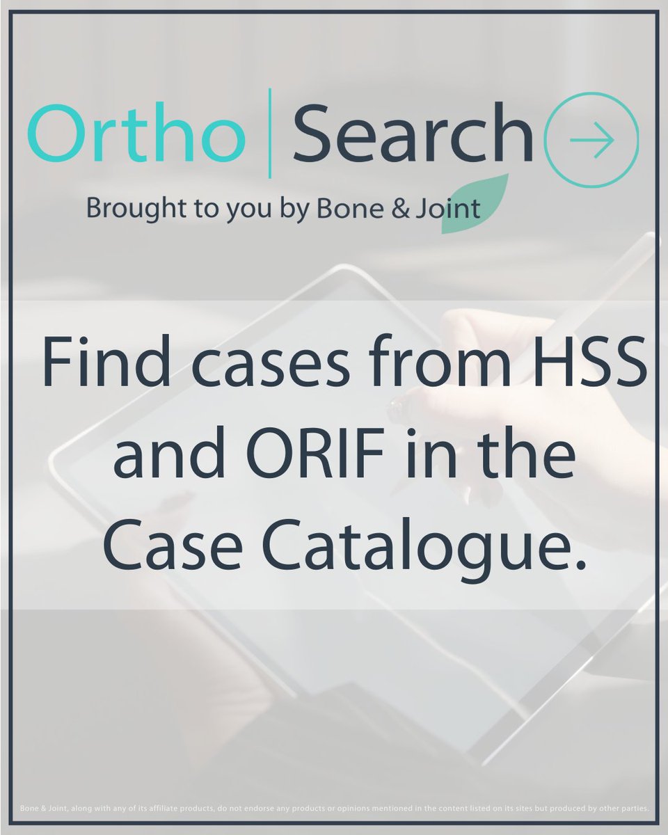 BoneJointPortal's tweet photo. There are over 600 individual cases from @traumaticum and @HSpecialSurgery indexed in the #OrthoSearch Case Catalogue.
Search for a keyword and discover interesting and relevant case studies for free!
#Orthopedics #OrthopedicSurgery #MedEd #ORIF
https://t.co/vgEbVZbjvd https://t.co/Vzzmh6jG5x