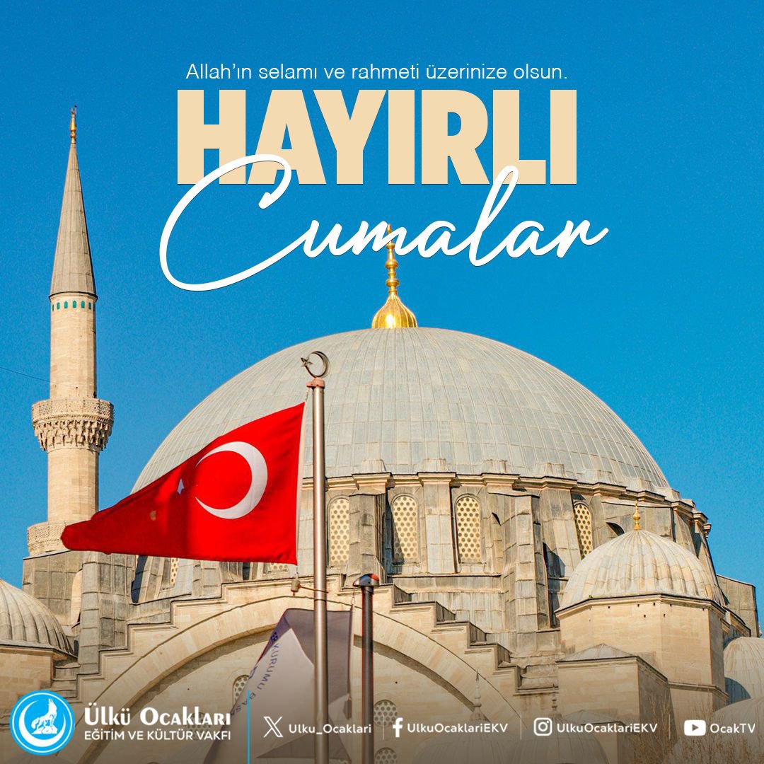 Allah’ın rahmeti ve bereketi üzerinize olsun. Dualarınız kabul, cumamız mübarek olsun. #HayırlıCumalar 🇹🇷