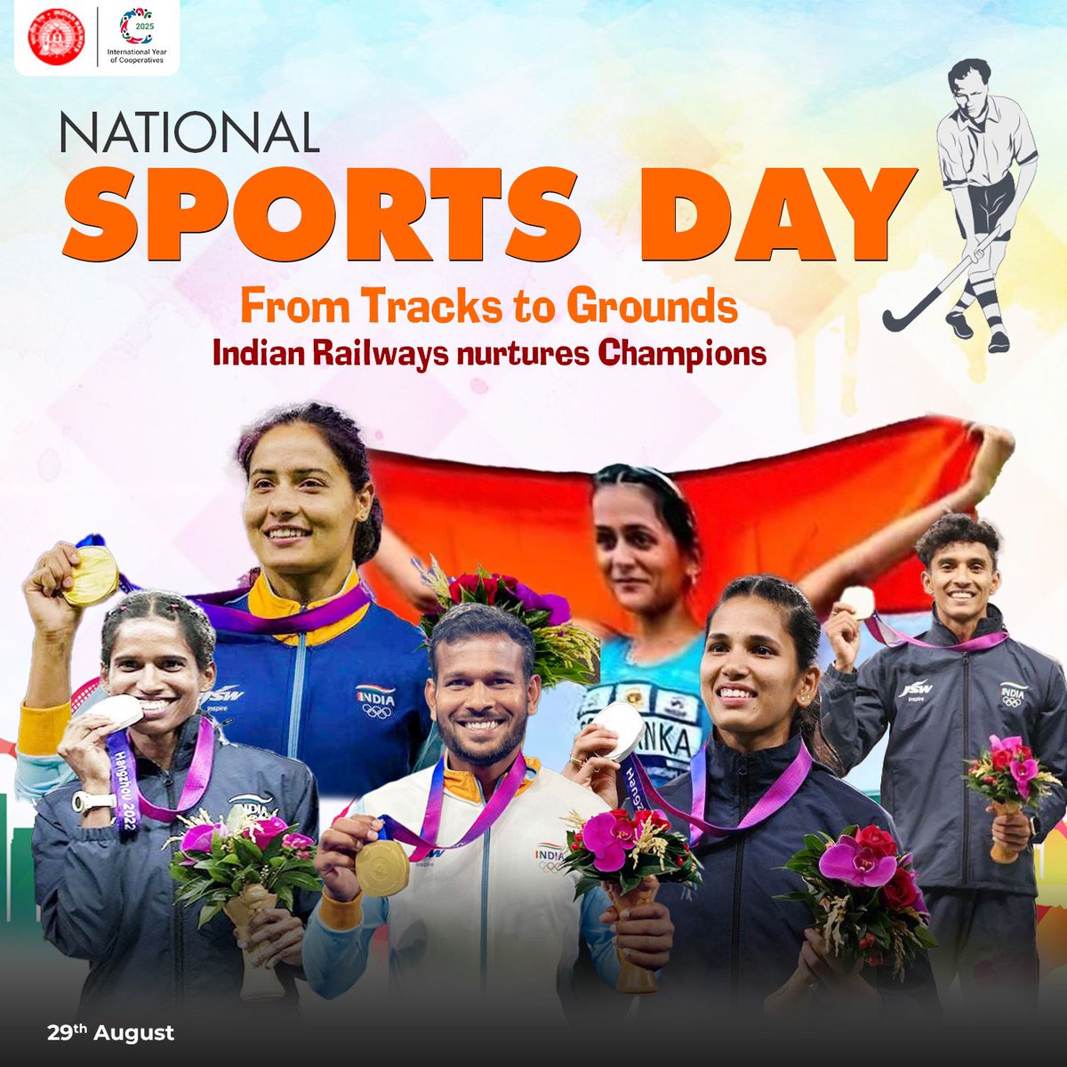 The spirit of speed, endurance, and teamwork drives us all.
Happy National Sports Day from Indian Railways, celebrating every stride towards excellence.