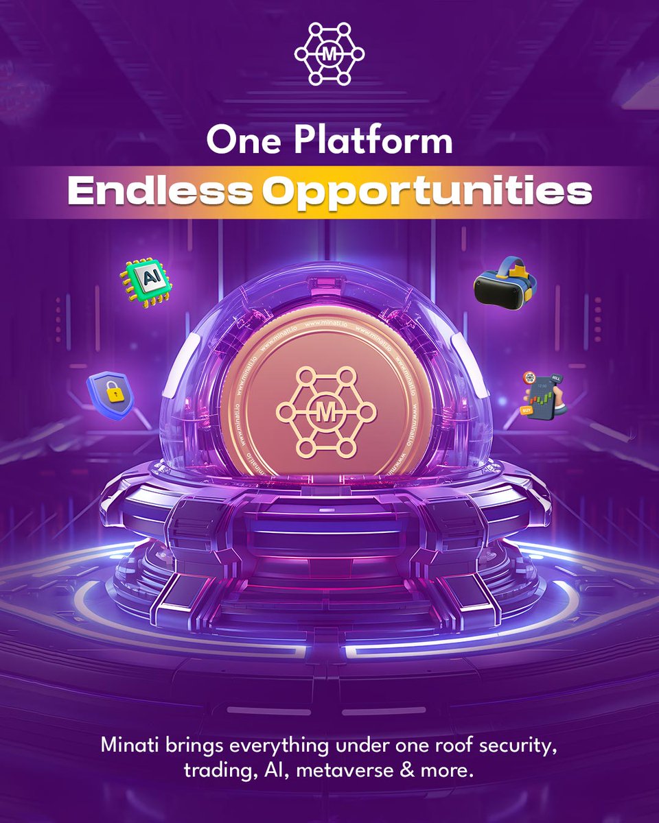 minatifi's tweet photo. Why choose one when you can have it all?

With Minati, experience AI, trading, metaverse & security seamlessly on a single platform.

The future isn’t coming, it’s already here with Minati. visit : https://t.co/47Hz40xohe 🚀

#MinatiCoin  #cryptofutures  #blockchainnews #metaverse #AiCrypto  #TechInnovation  #digitalera